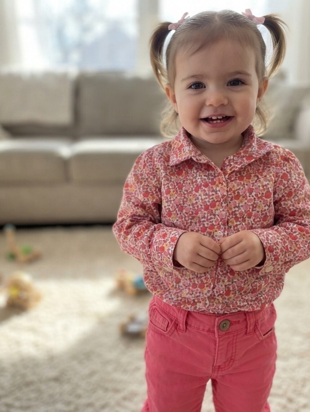 18-24M Floral Shirt and Pink Pants Set